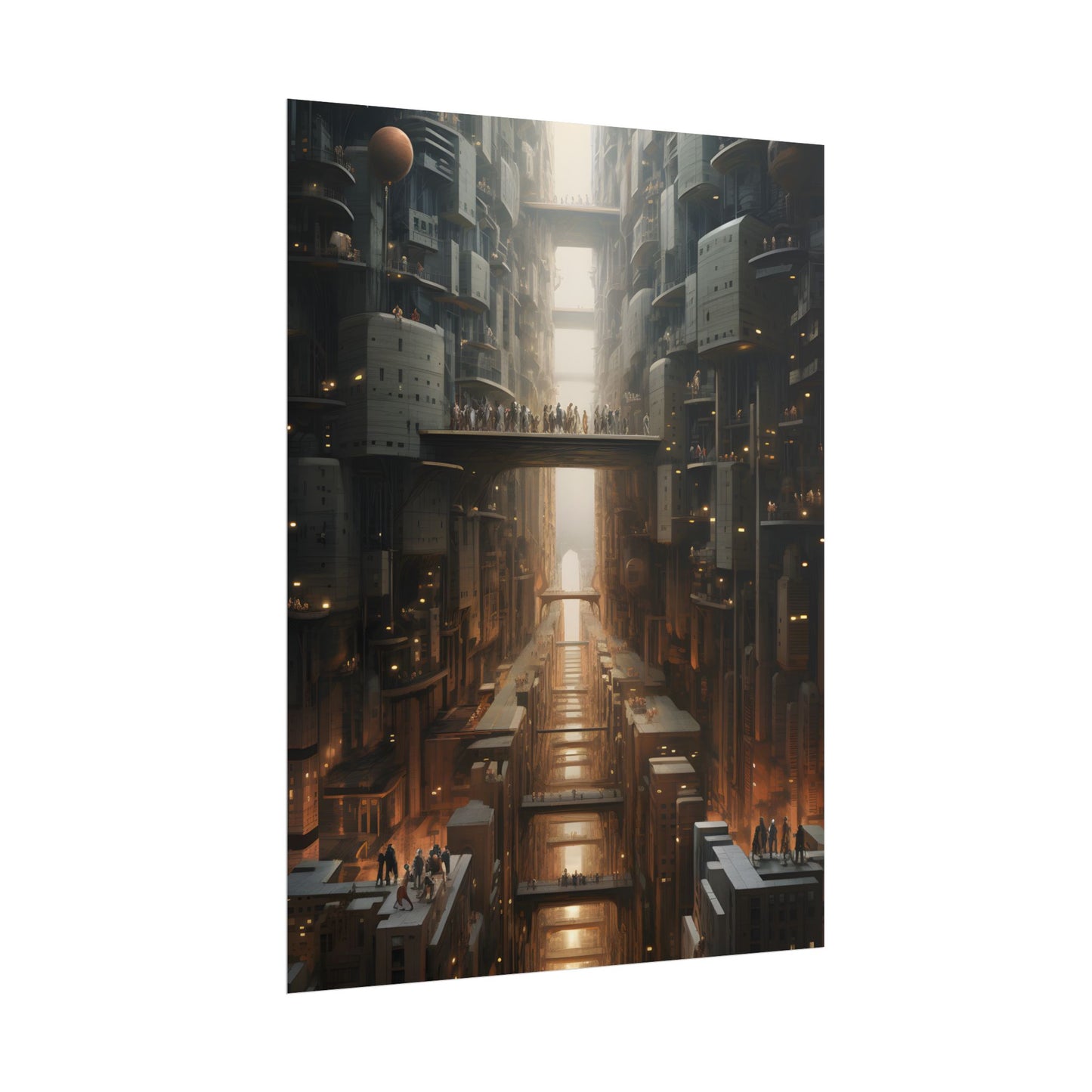 Futuristic City of Perfection: Modern Skyscrapers under Neon Lights - Poster