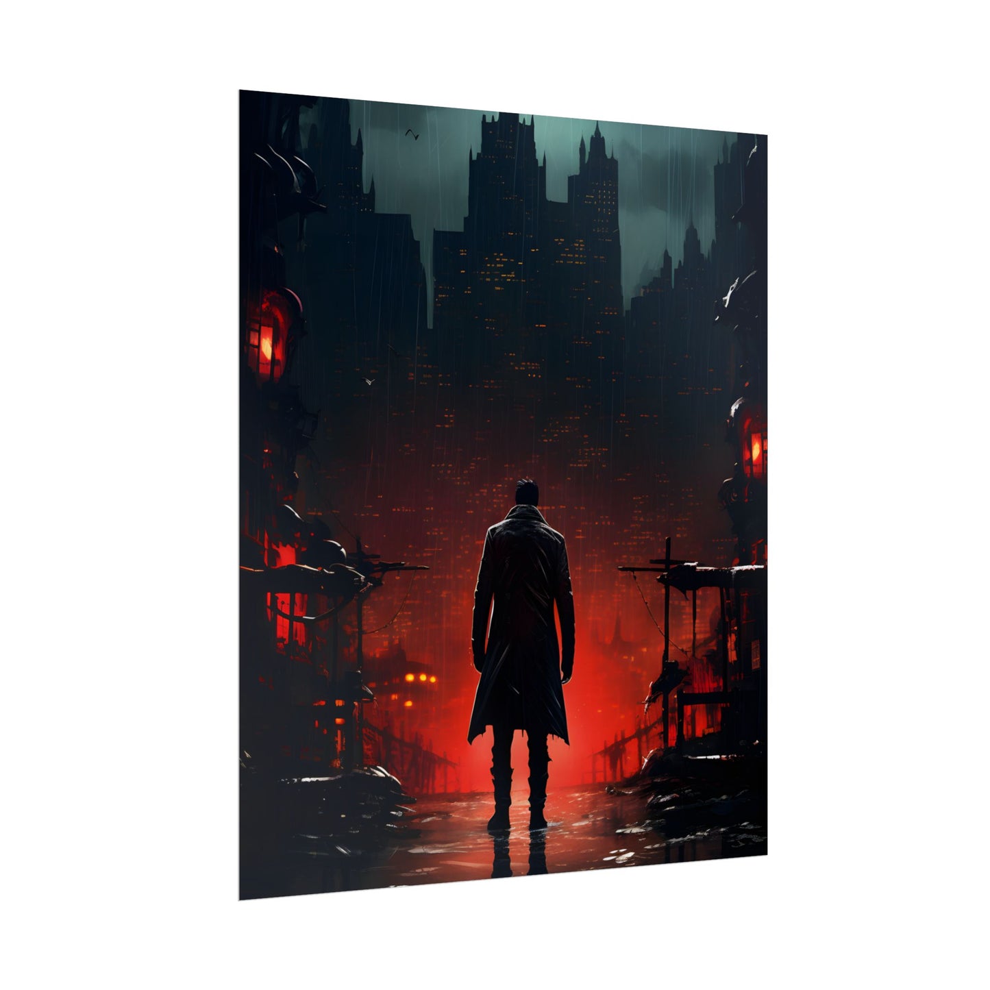 Urban Fantasy Detective: Cityscape at Dusk - Noir Artwork - Poster