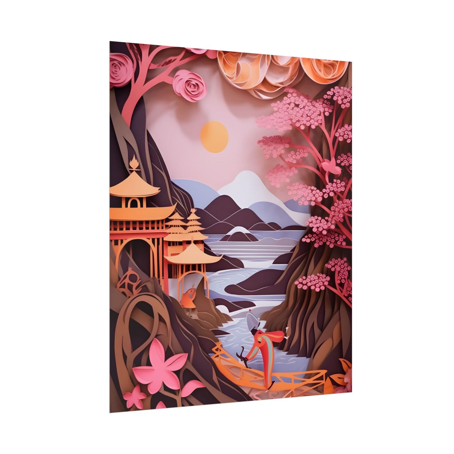 Japanese Vibrance: Eye-Catching Paper Quilled Landscape Art - Poster