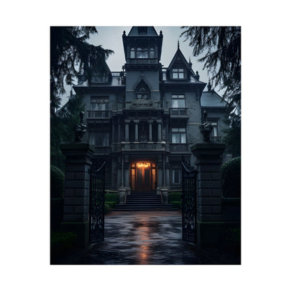 Haunted Victorian Mansion: Spooky Atmosphere Artwork - Poster