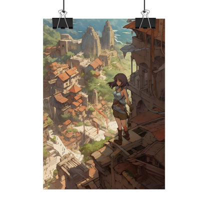 Dramatic Anime Feather: Bird's Eye View Illustration - Poster