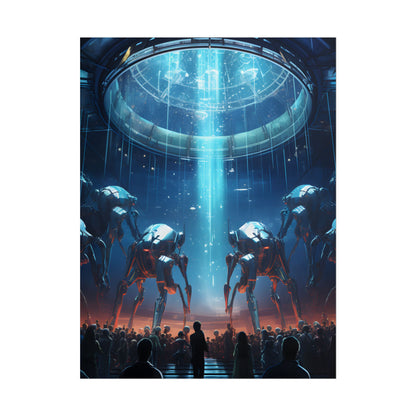 Vibrant Robot Symphony: A Harmonious Blend of Human and Robotic Musicians - Poster