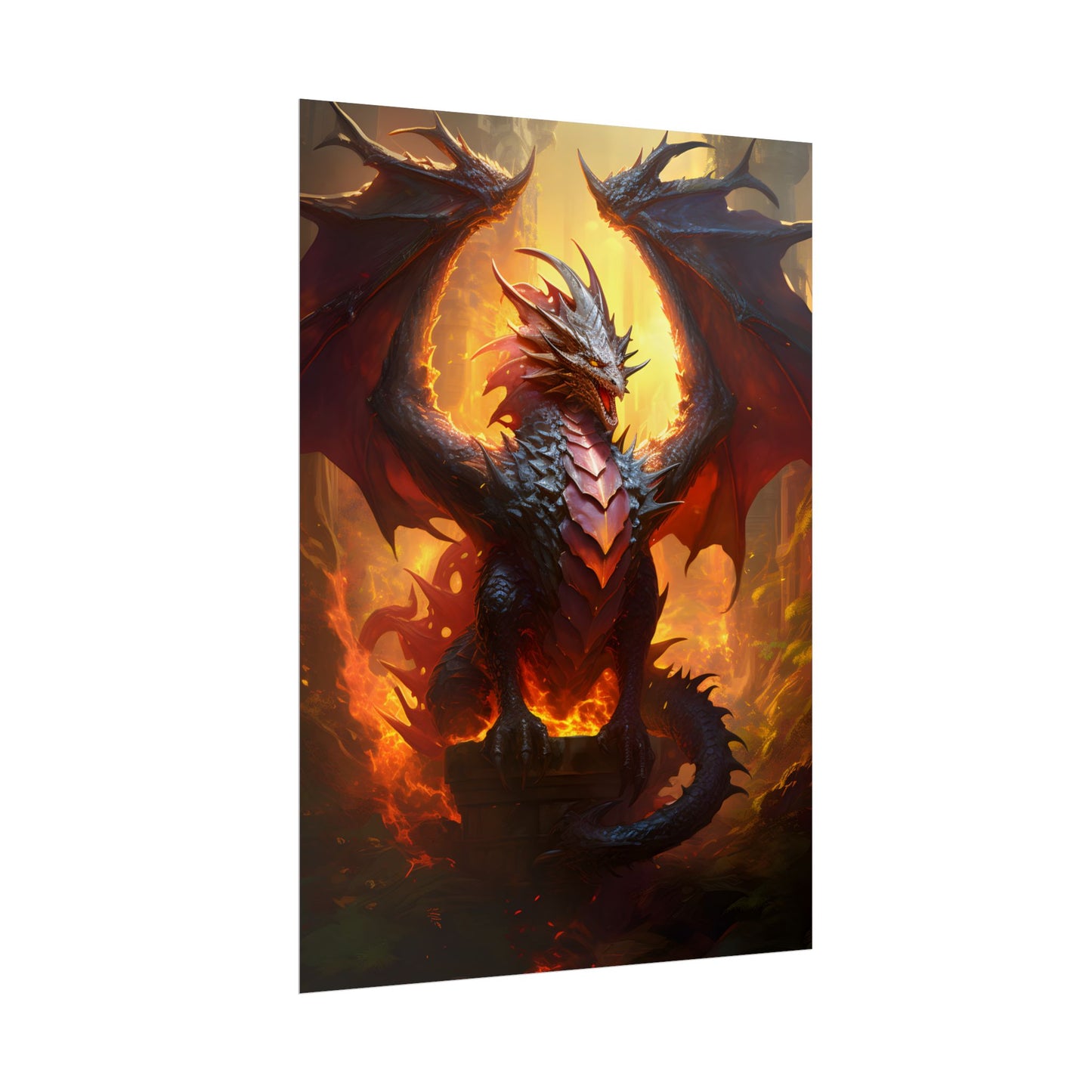 Fantasy Dragon's Treasure Hoard: Ancient Artwork - Poster
