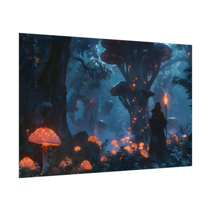 Mystical Forest Encounter: Vibrant Witch Artwork - Poster