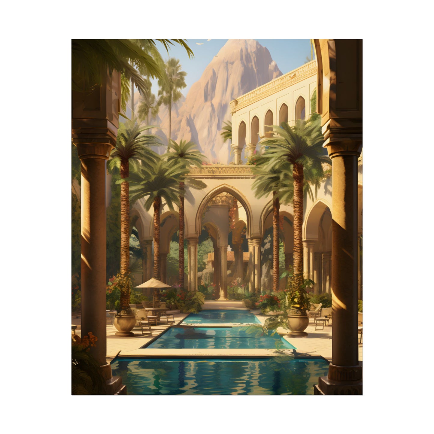 Mythical Desert Oasis: Arabian Nights-Inspired Art - Poster
