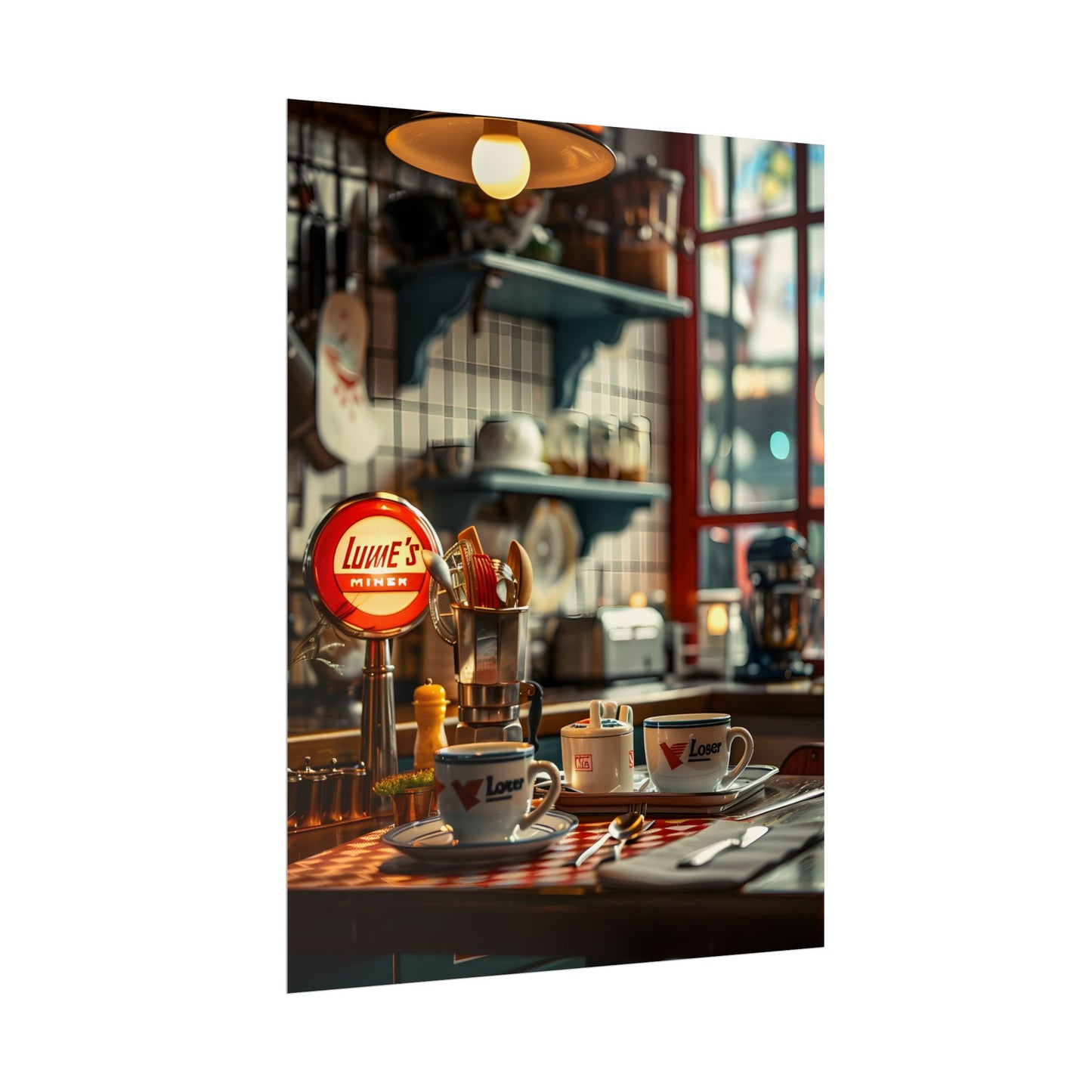 Retro Warmth: Cozy Lukes Diner Coffee Scene Art - Poster