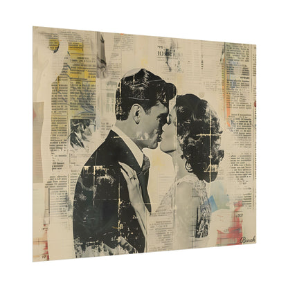 Vintage Romance: Celebratory Couple Art Poster - Poster