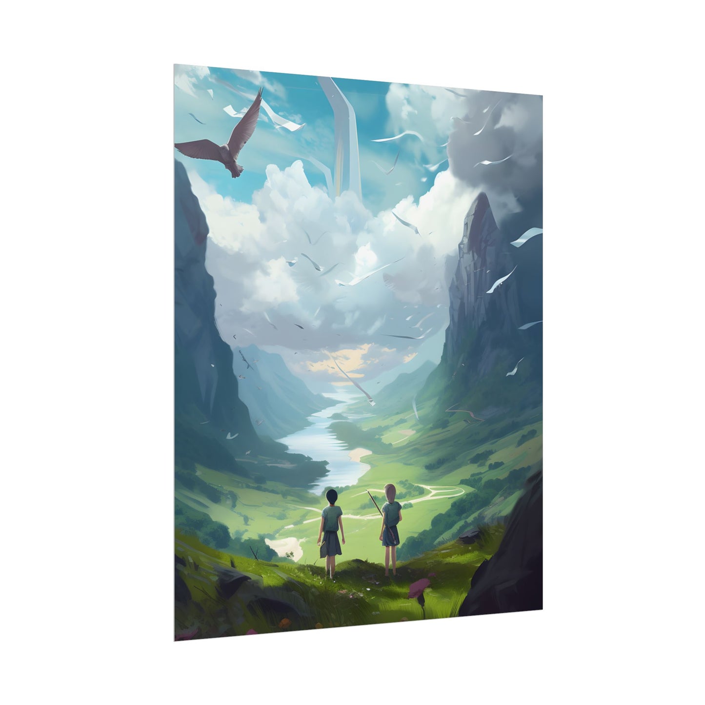 Tranquil Meadow Figures: Realistic Painting of People - Poster
