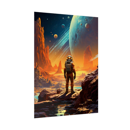 Futuristic Wilderness Explorer: Solo Journey in the Unknown - Poster