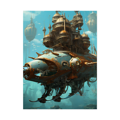 Steampunk Ocean Adventure: Victorian Industrial Voyage - Poster