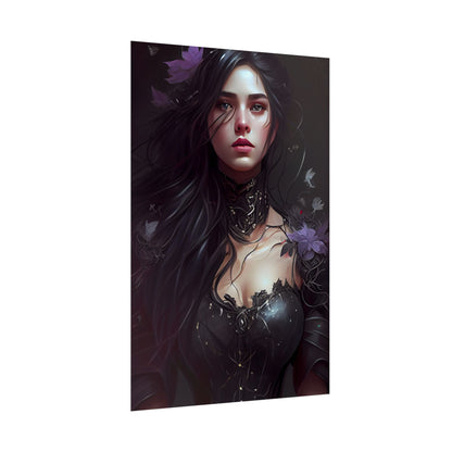 Striking Woman Portrait: Black Hair Artwork - Poster