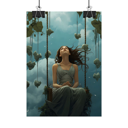 Person at Desk with Laptop: Digital Artwork - Poster