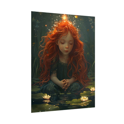 Sparkly Redhead Daydream: Young Girl Digital Art - Poster