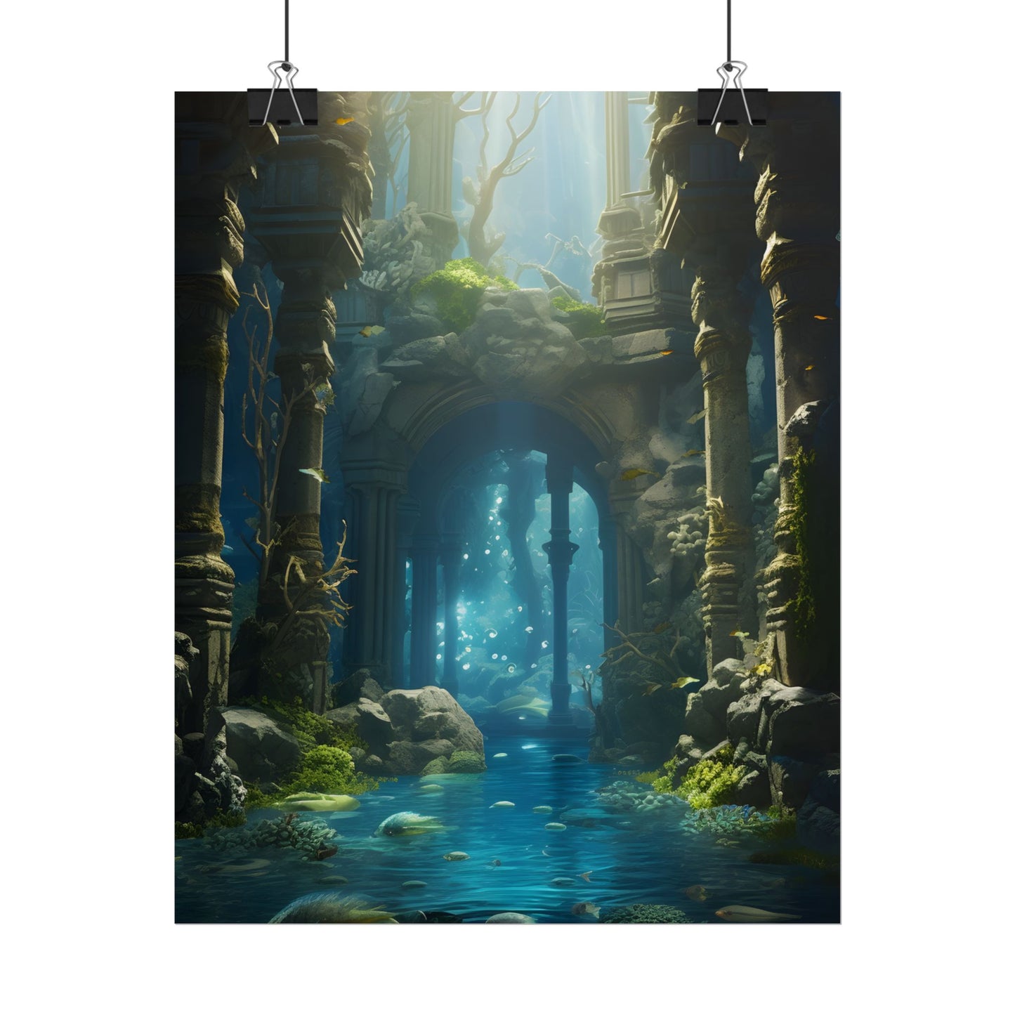 Mysterious Sunken Ancient Civilization: Underwater Artwork - Poster