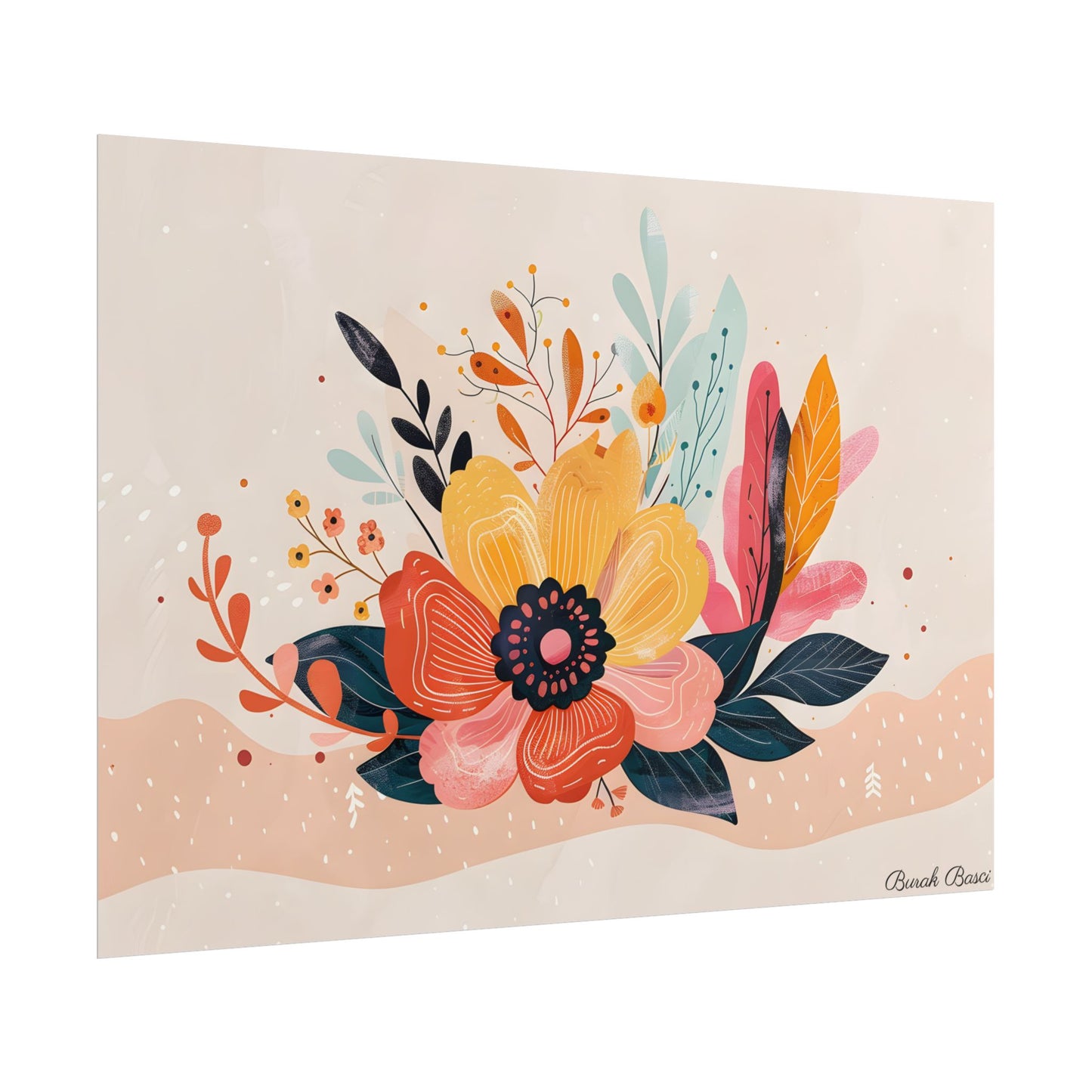 Blooming Growth: Vibrant Flower Artwork - Poster
