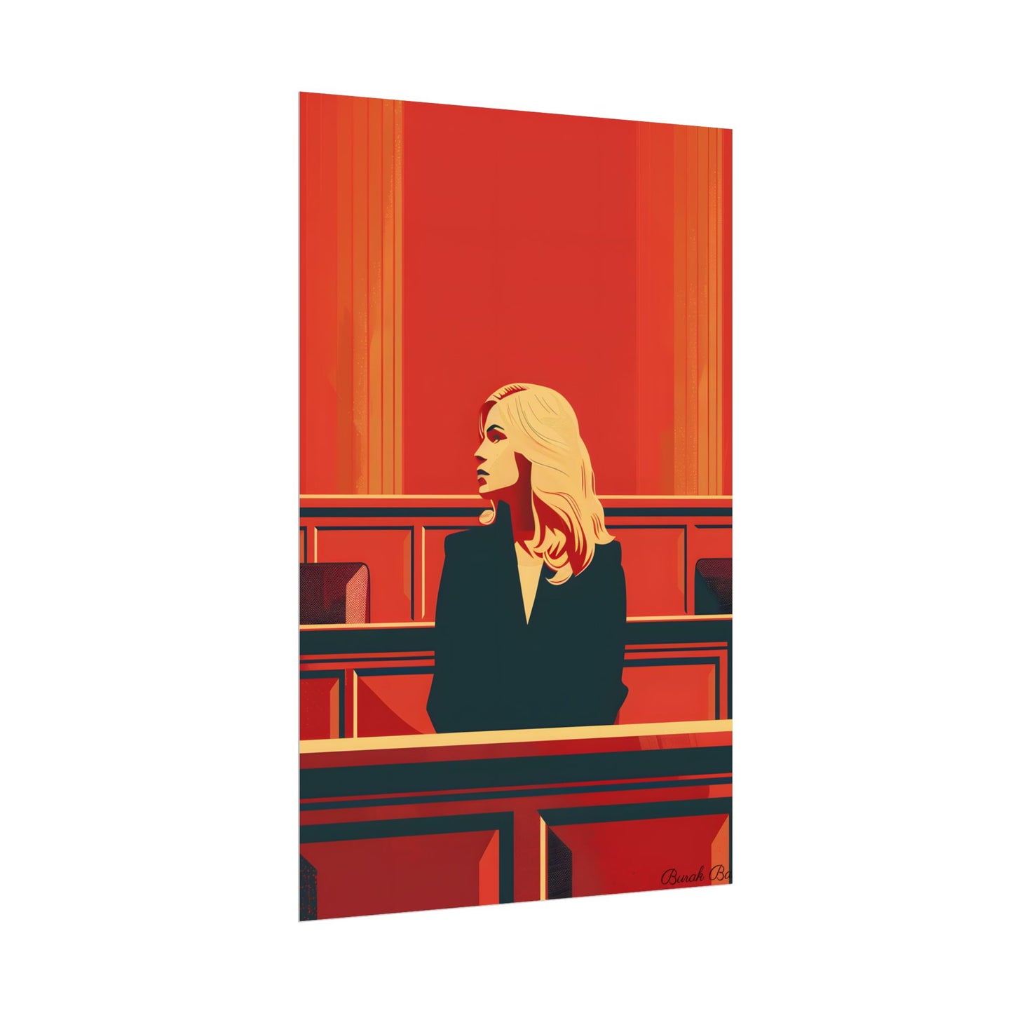 Elegant Woman in White: Modern Art Portrait - Poster