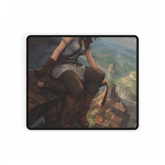 Dramatic Anime Birds Eye View: Dynamic Digital Art - Desk Mat