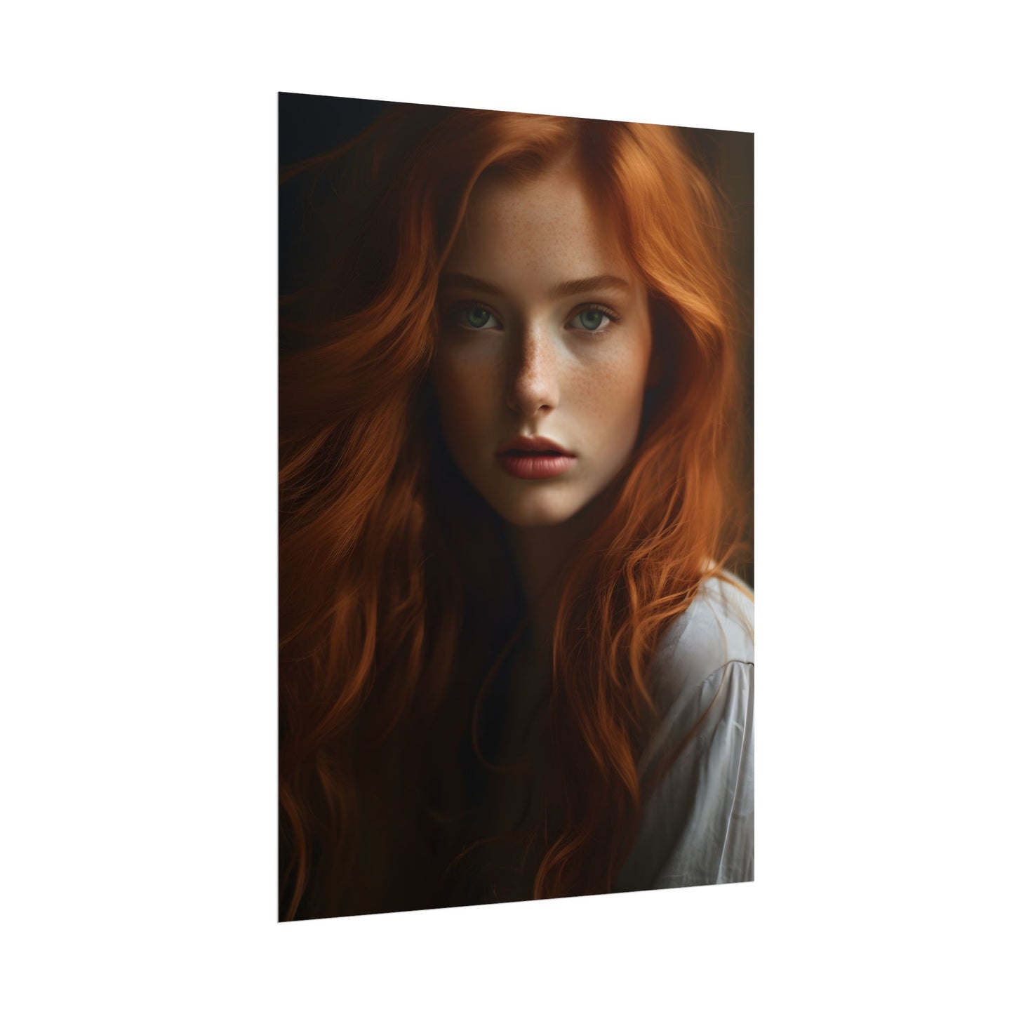 Red Hair Candid Portrait: Natural Light Photo Art - Poster