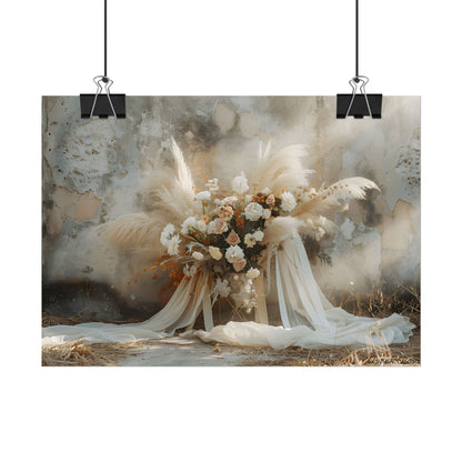 Whimsical Floral Bloom: Pampas Grass Artwork - Poster