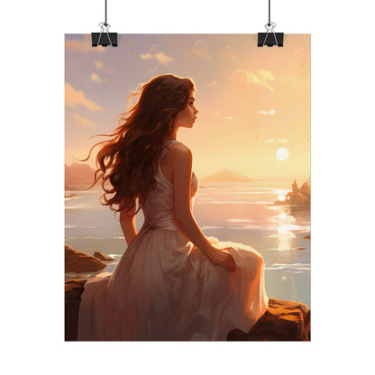 Vibrant Beach Scene: Summer Day with Sun-Kissed Figure - Poster