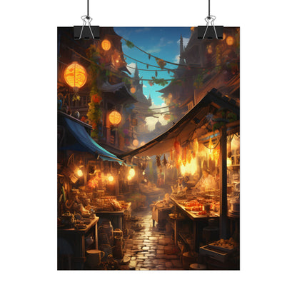 Magical Street Food Market: Vibrant Colors - Poster
