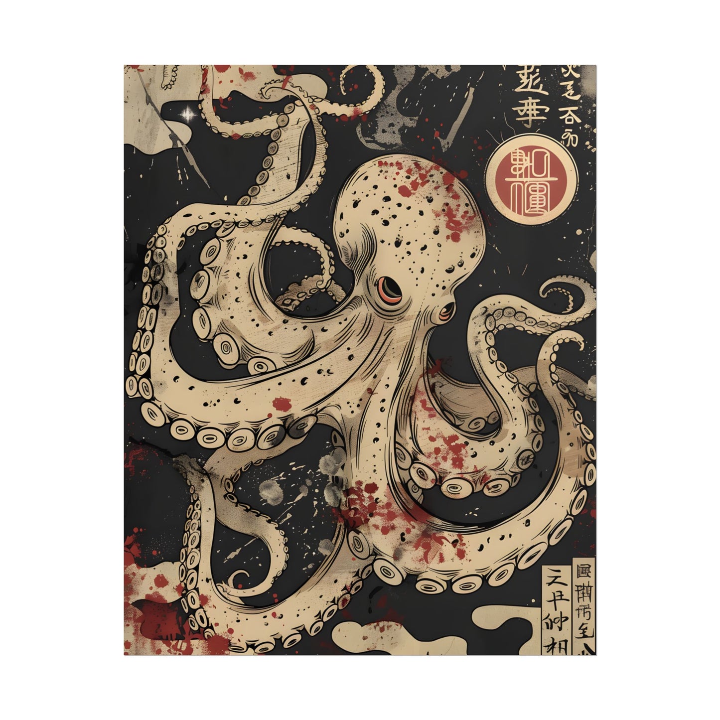 Stylized Japanese Octopus: Minimal Artwork - Poster