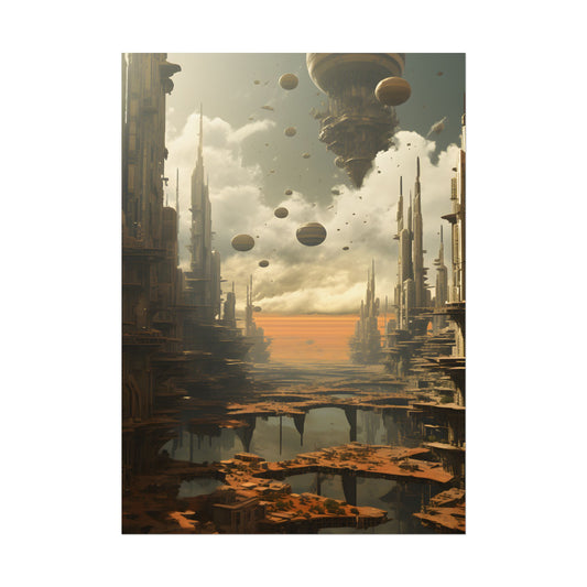 Rising Utopia: A Dystopian Cityscape Thrives in Perfect Harmony - Poster