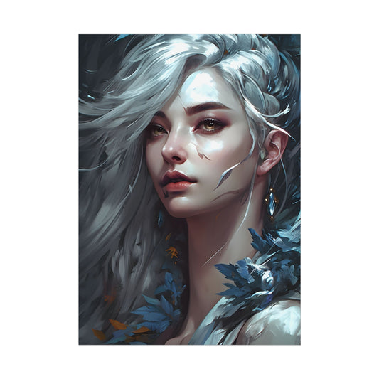 Blonde Beauty Portrait: Elegant Female Artwork - Poster