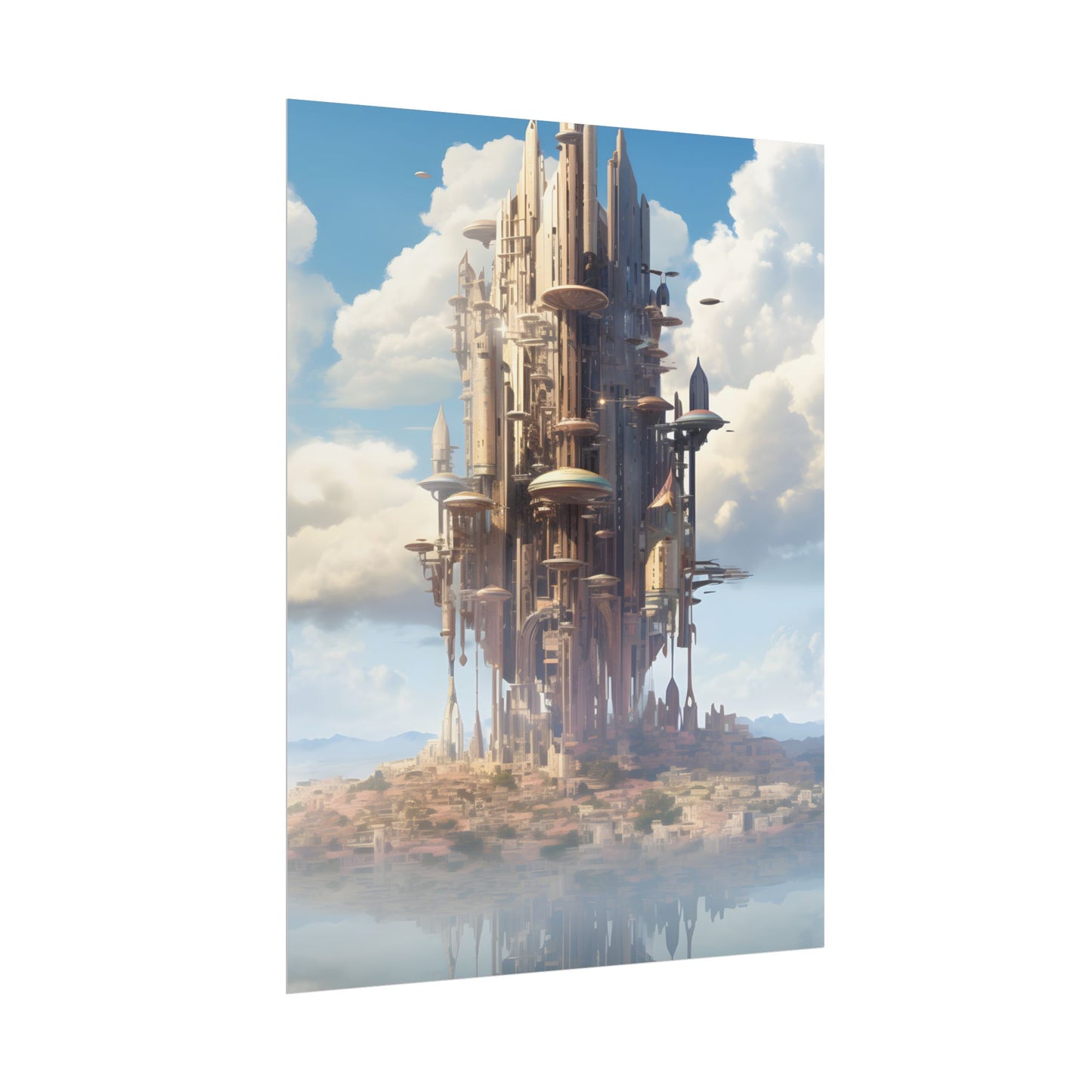 Breathtaking Floating Cityscape: Columbia 6 Digital Art - Poster