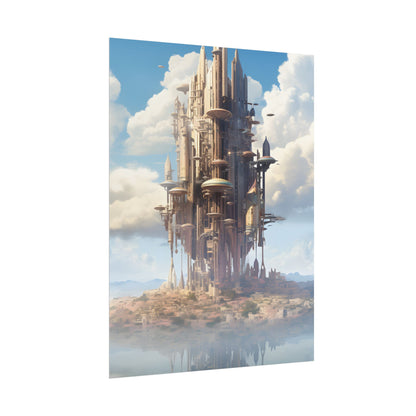 Breathtaking Floating Cityscape: Columbia 6 Digital Art - Poster