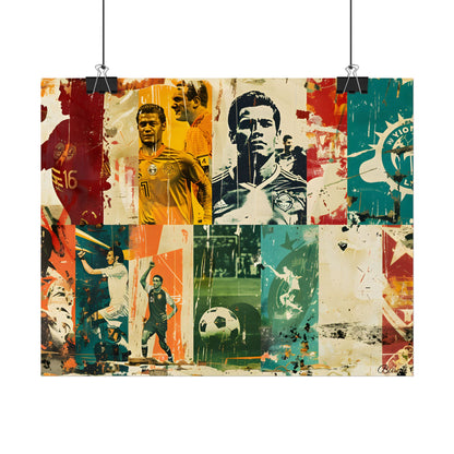 Vintage Soccer Posters: Retro Sports Art Collage - Poster