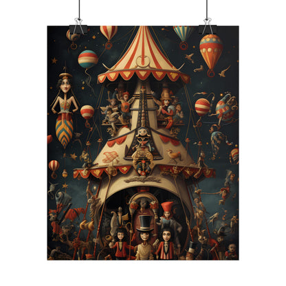 Whimsical Clockwork Circus: Fantastical Artwork in Vibrant Colors - Poster