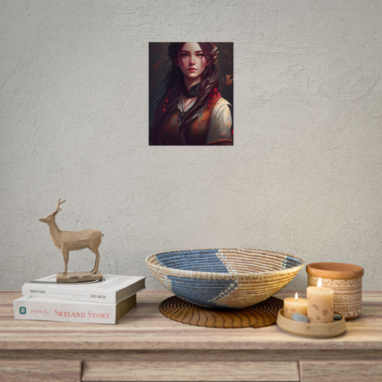 Vibrant Portrait: Brown Hair, Green Eyes Artwork - Poster