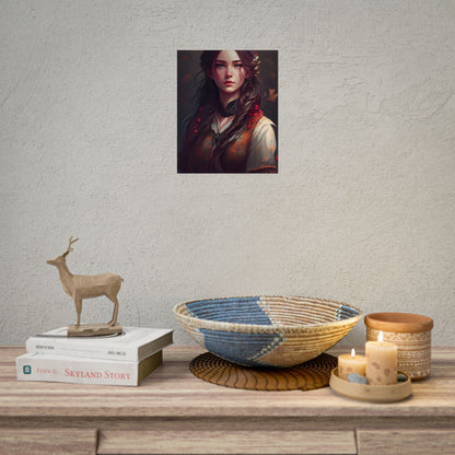 Vibrant Portrait: Brown Hair, Green Eyes Artwork - Poster