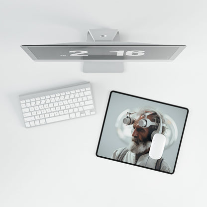 Futuristic Tech-Savvy Senior: Digital Art - Desk Mat