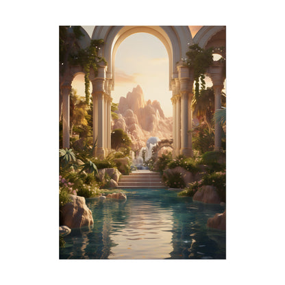Desert Oasis: Arabian Nights-Inspired Artwork at Golden Hour - Poster