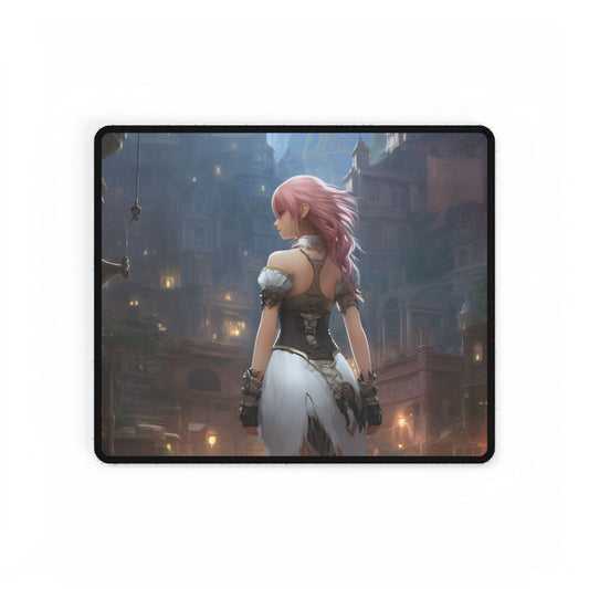 Dramatic Anime-Style Bird in Flight: Realistic Detail Artwork - Desk Mat