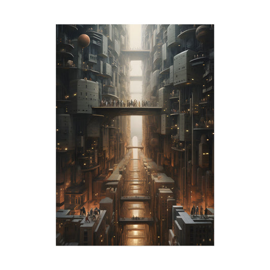 Futuristic City of Perfection: Modern Skyscrapers under Neon Lights - Poster