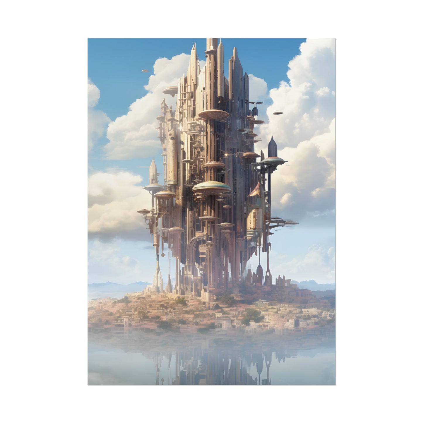 Breathtaking Floating Cityscape: Columbia 6 Digital Art - Poster