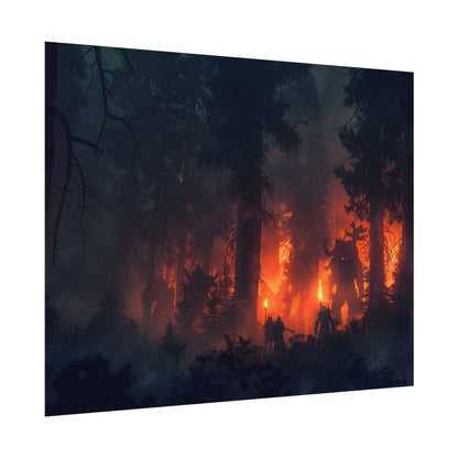 Misty Sunset Gathering: A Group in Nature's Embrace - Poster