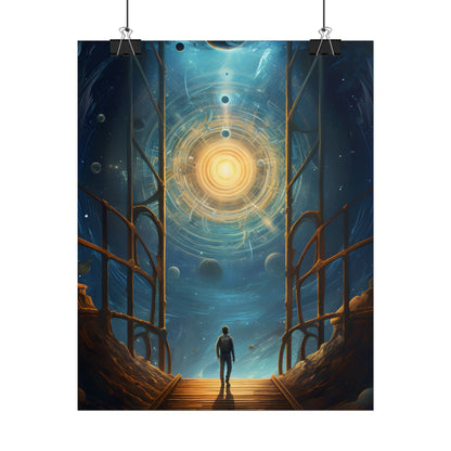 Space Explorer's Journey: Sleek Spacecraft in Stellar Odyssey - Poster