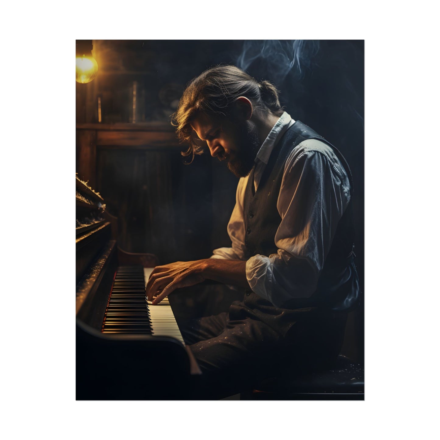 Mysterious Piano Maestro: Musical Artwork - Poster