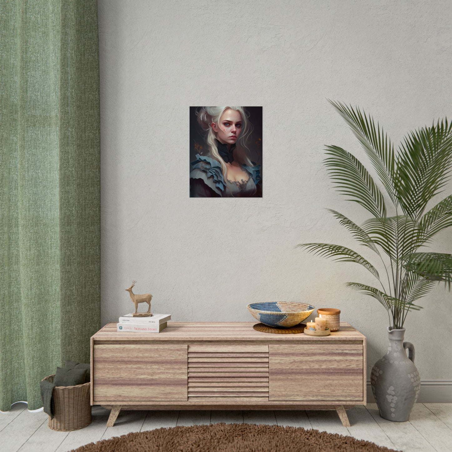 Blonde Profile Portrait: Simple Daylight Dress Art - Poster