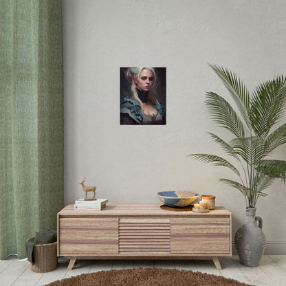 Blonde Profile Portrait: Simple Daylight Dress Art - Poster