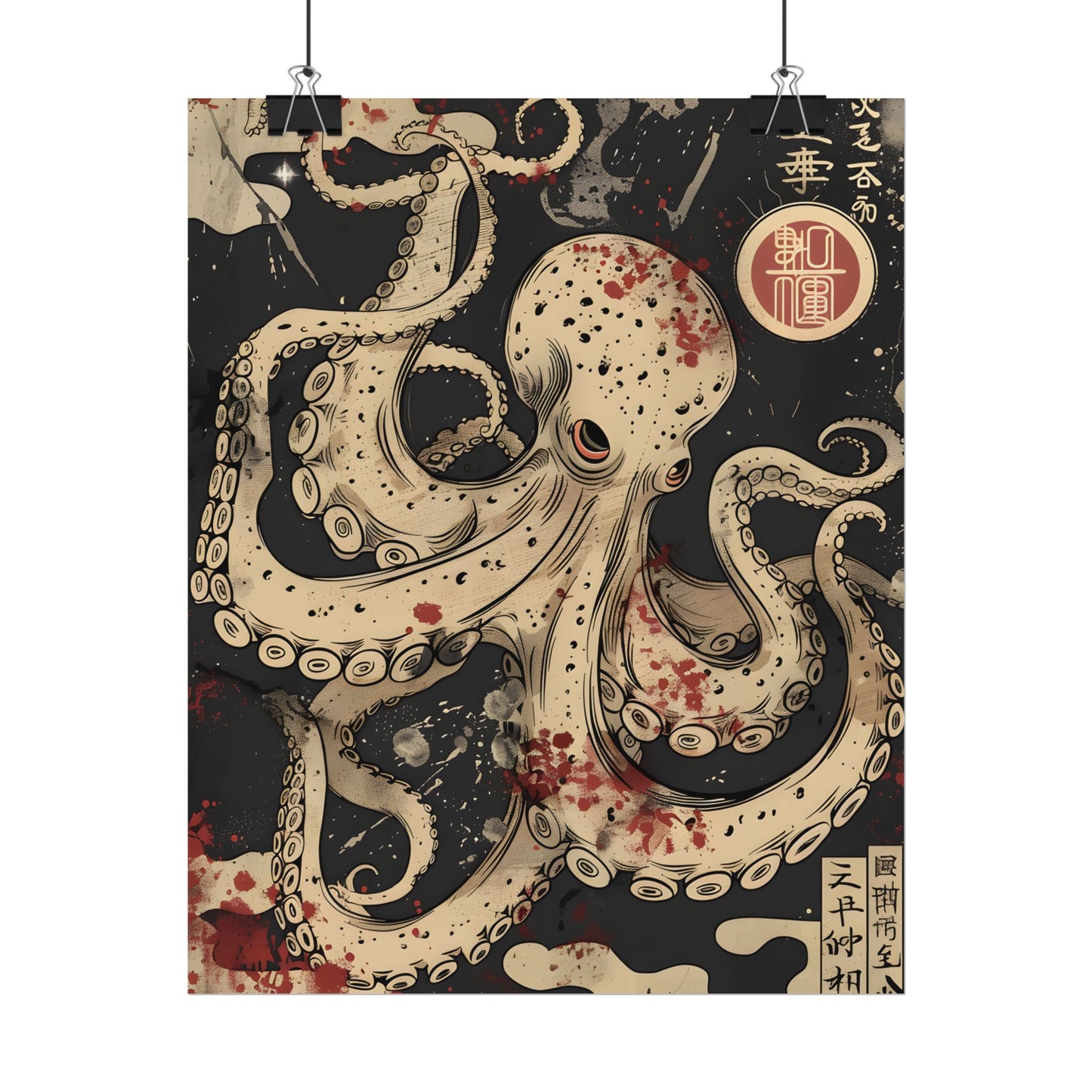 Stylized Japanese Octopus: Minimal Artwork - Poster