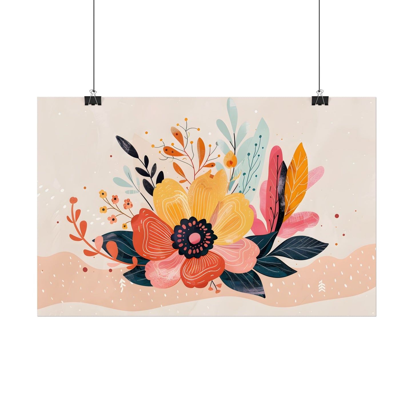 Blooming Growth: Vibrant Flower Artwork - Poster