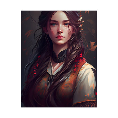 Vibrant Portrait: Brown Hair, Green Eyes Artwork - Poster