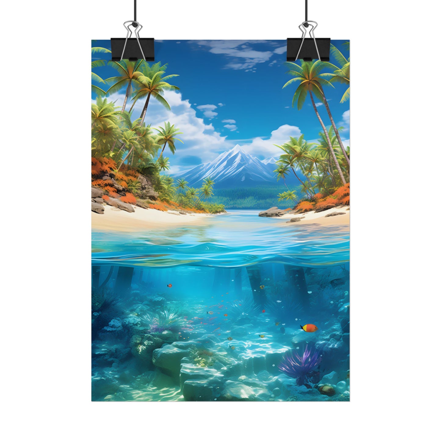 Tropical Paradise Tranquility: Lush Island Getaway Art - Poster