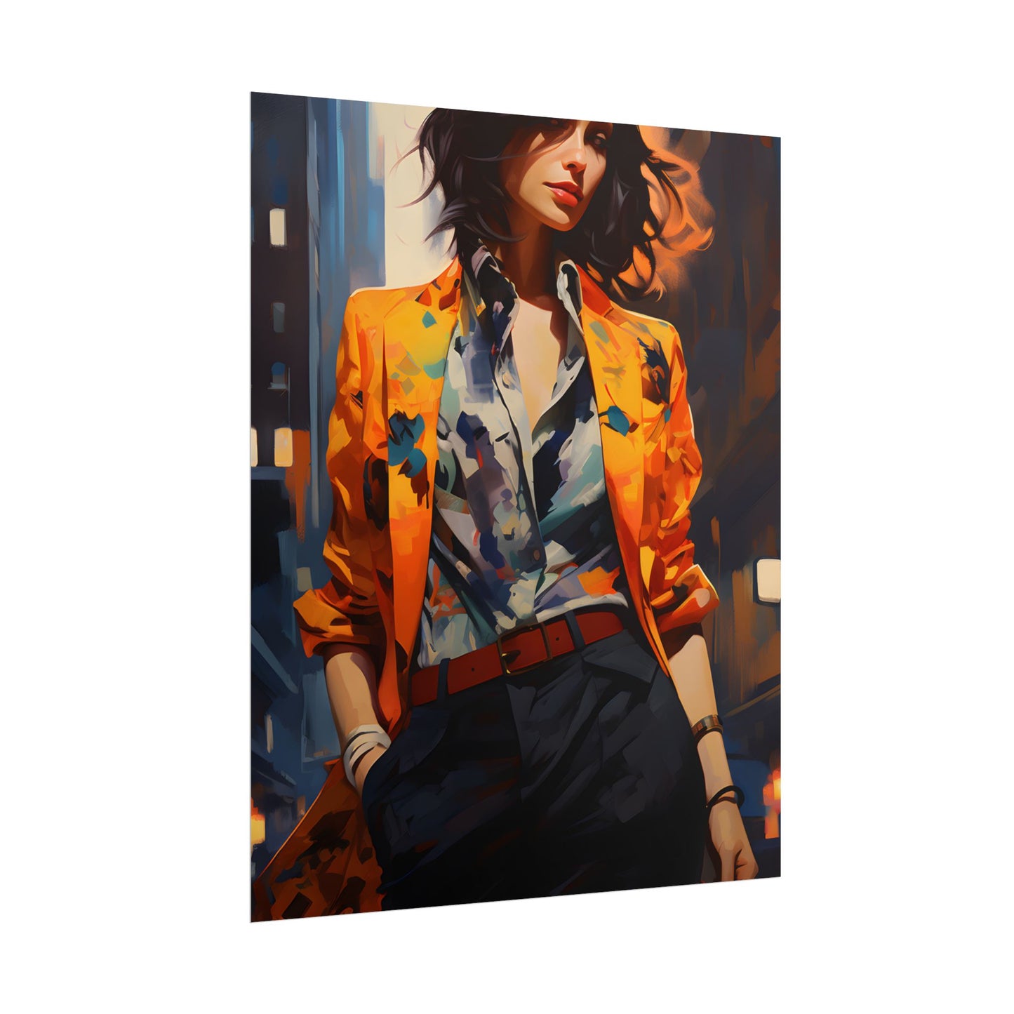 Urban Youthful Portrait: Fashionable City Style Digital Art - Poster