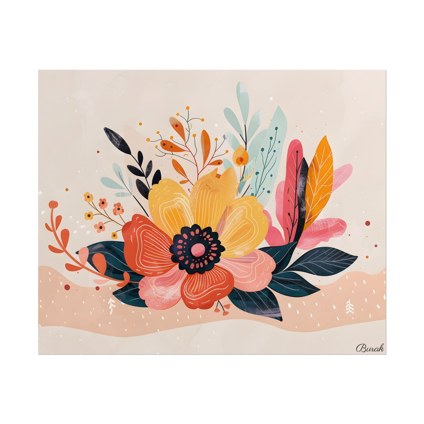 Blooming Growth: Vibrant Flower Artwork - Poster